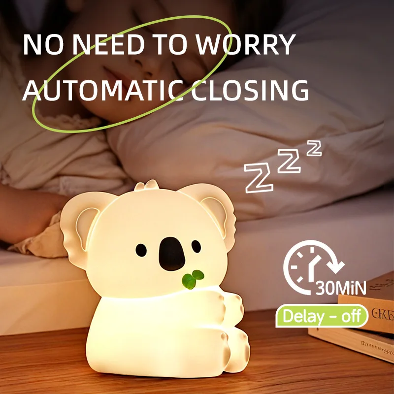 Koala night light desk lamp can be set to turn off the light at a fixed time. Cute decorative gifts can be controlled by voice