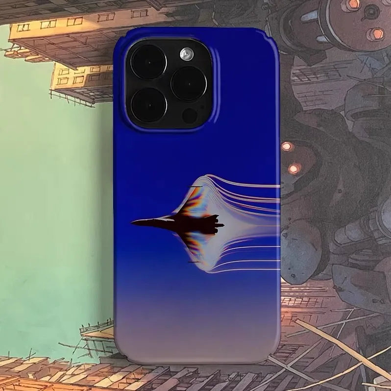 

Ins Korean Blue Flying Plane Phone Case for IPHONE 17 Air 16E 15 PROMAX 14 Plus 13 12 MINI 11 PRO 16Plus XR Acrylic Phone Cover