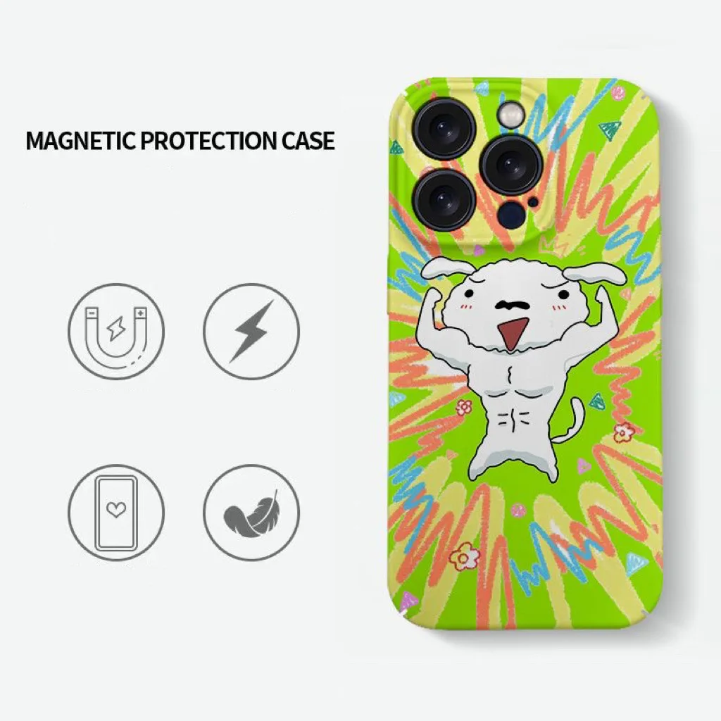 Abdominal Muscle Puppy Magnetic Case for IPhone 16 15 14 13 Pro Max 12 Mini 11 Pro Plus Shockproof Protective Hard Acrylic Cover