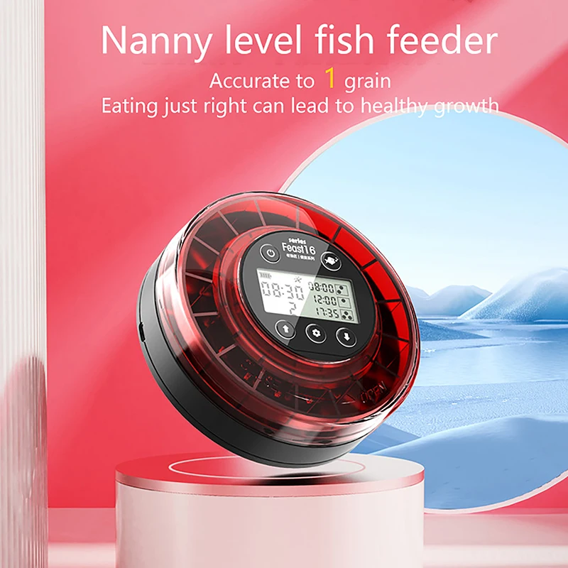 LMZOE-Automatic Fish Feeder for Aquarium, Automatic Food Dispenser with Rechargeable Timer, USB Cable, LCD Display