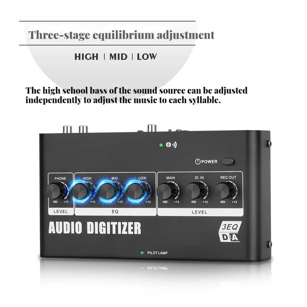 3EQ Mini Audio Mixer Audio Converter Mixer Ultra Low-Noise Bluetooth Audio Amplifier for Microphones Guitars Bass Keyboards