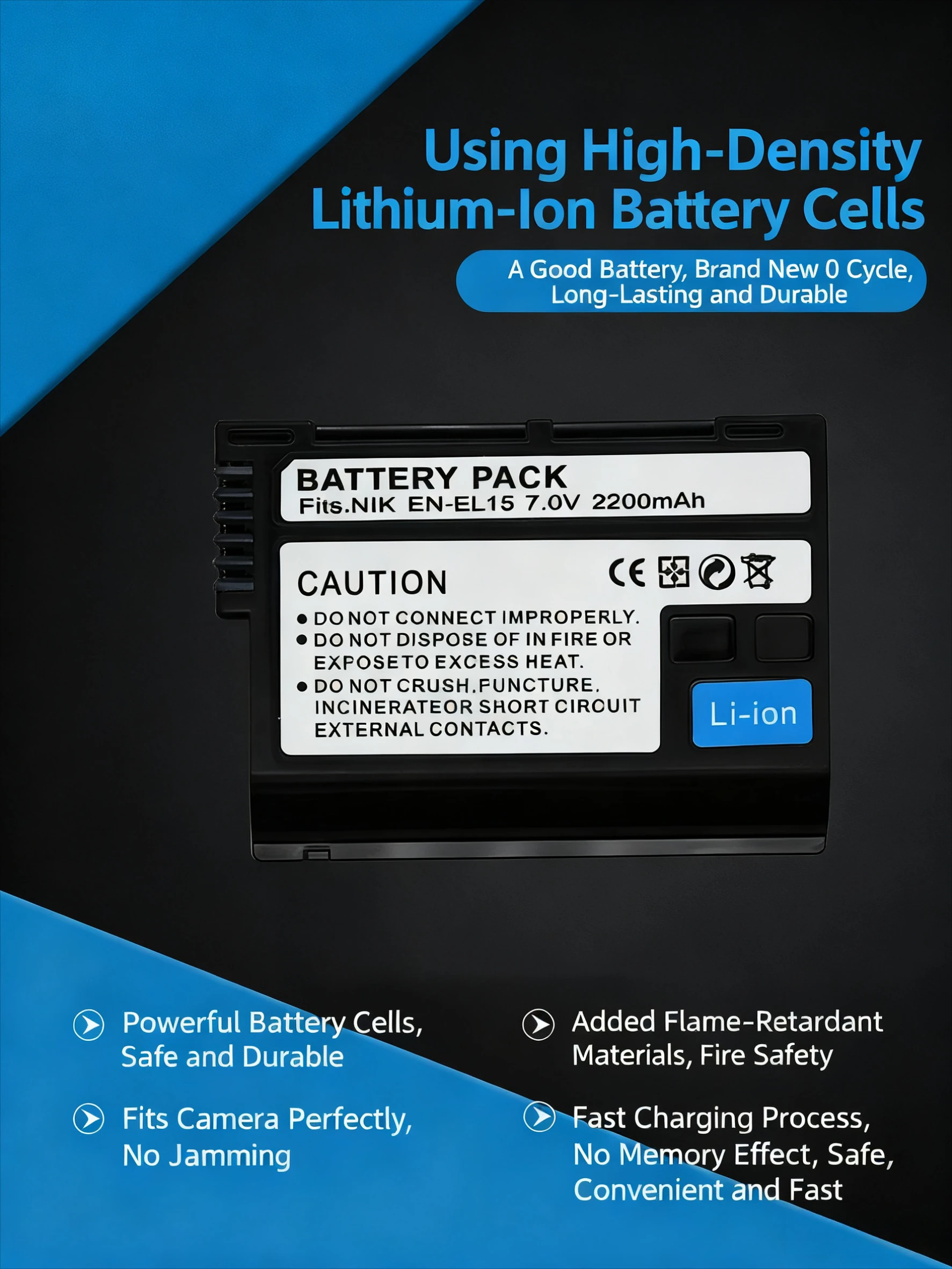 

Аккумулятор EN-EL15C 2650 мАч для Nikon D850 D810 D800 D750 D7500 D610, замена для EN-EL15a EN-EL15