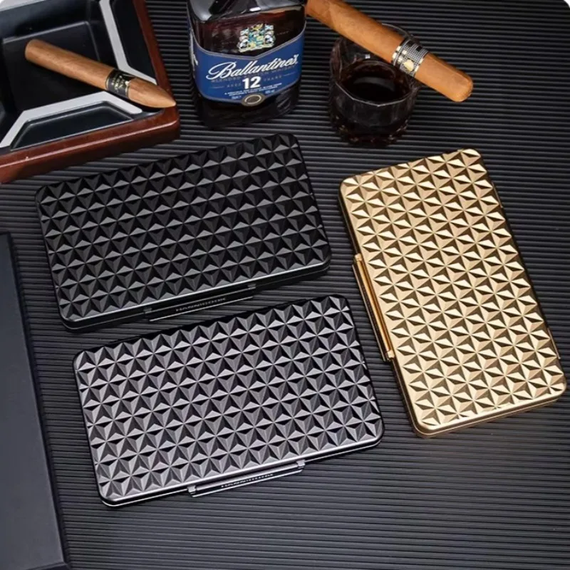 Portable Cigar Humidor Luxury Fashion Thin Light Portable Aviation Aluminum Case Waterproof Dustproof Moisturizing Cigar Box