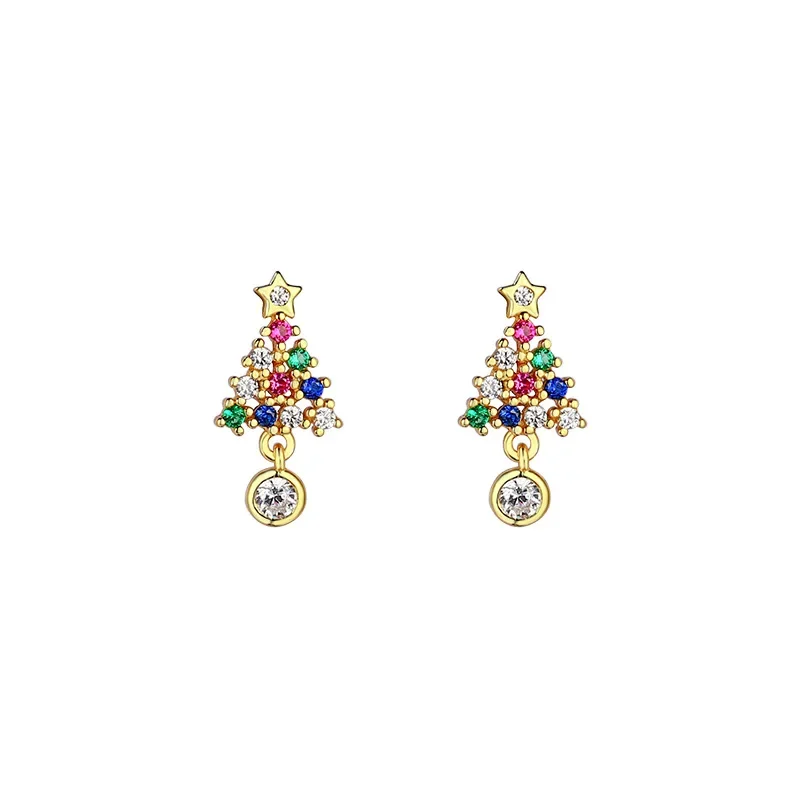 فضي اللون رائعة الزركون ندفة الثلج وأقراط للنساء لامعة كريستال الزهور القرط فتاة حفلة عيد الميلاد مجوهرات هدايا