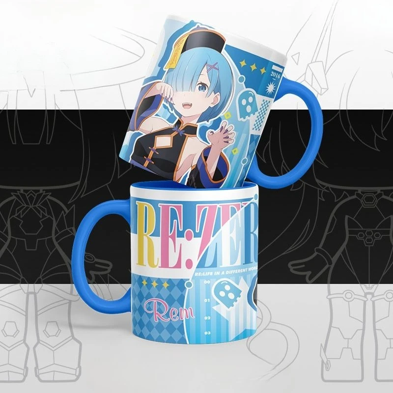 Re: Zero Kara Hajimeru Isekai Seikatsu Emilia Rem Anime Periphery Cartoon Print Household High-value Ceramic Milk Coffee Cup - view 3