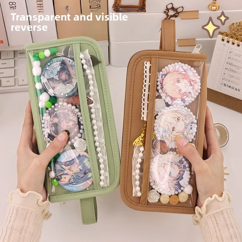 Double-layer super-large capacity pen bag with high appearance quality, multi-functional storage bag, simple stationery box