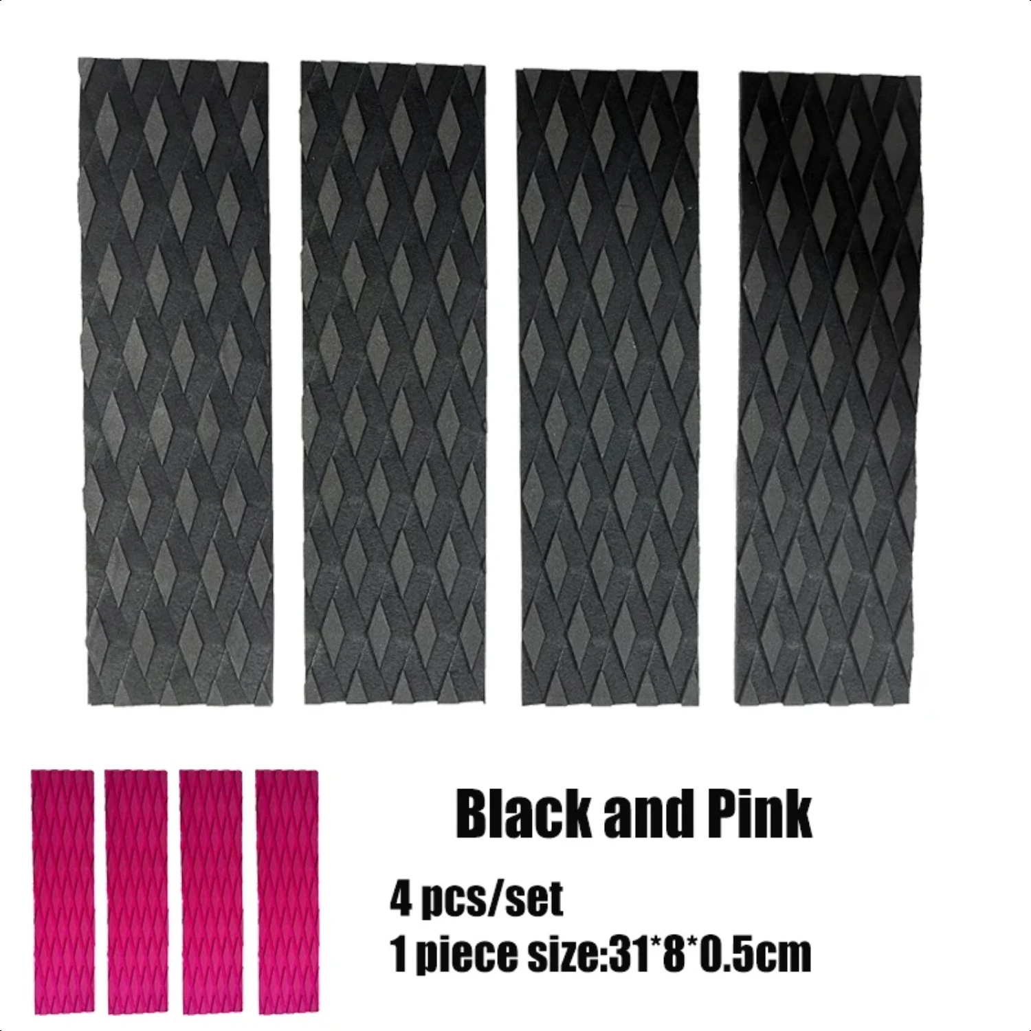 4 Pcs/set  Surfboard Skimboard Traction Pad  Groove  Tail Front Pads Grips Black Pink Waterproof Hardness 55 Degree