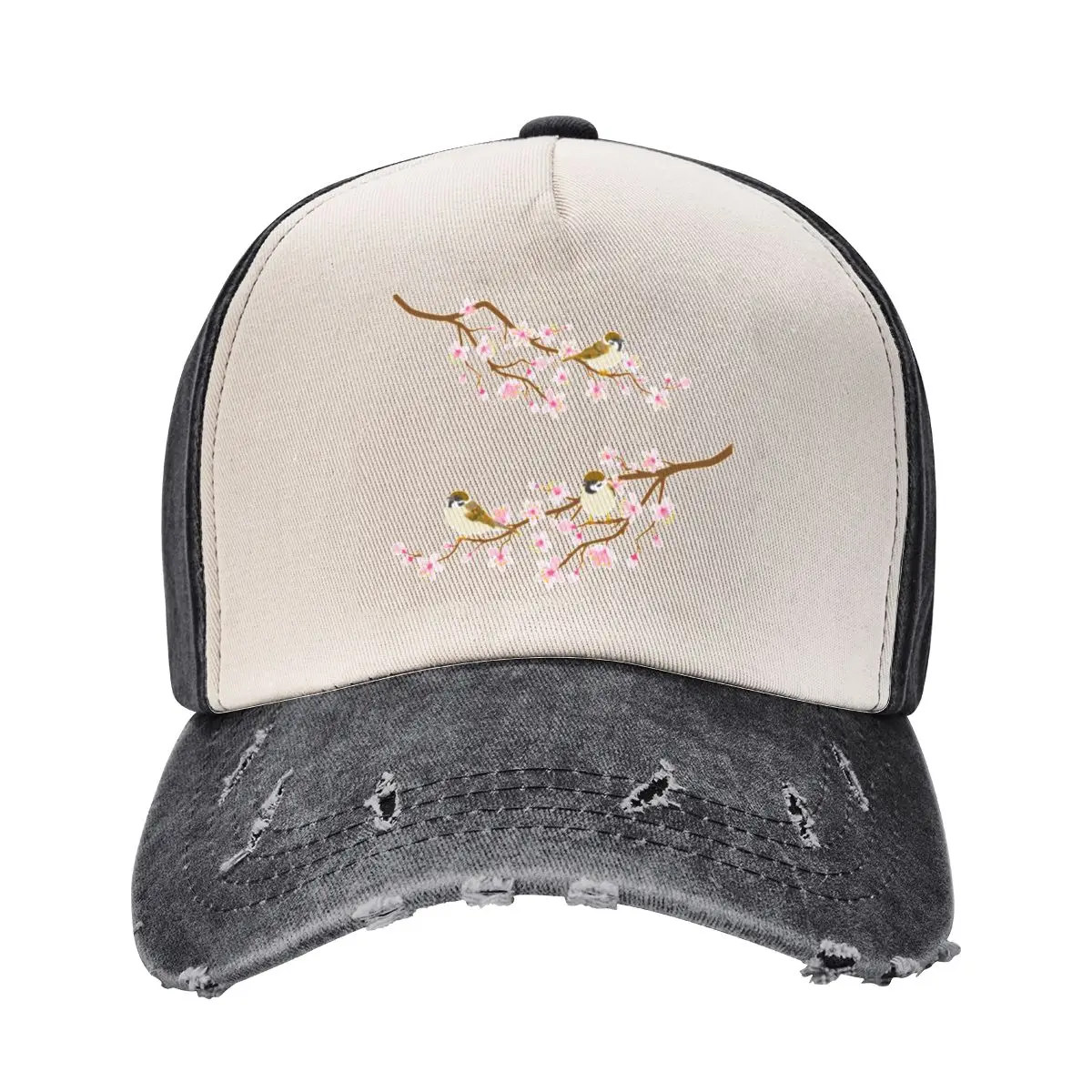 

Cherry Blossom Japan Sakura with bird Baseball Cap Horse Hat luxury woman cap Christmas Hat Mens Women's