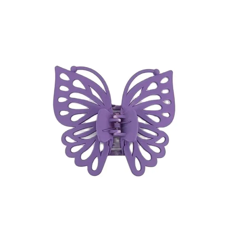 9 cm Süße Frauen Mädchen Junge Mode Geschenk Zurück Kopf Clip Haarnadel Candy Farbe Einzigen Schicht Hohl Flügel Antenne Schmetterling haar Klaue – Detail 8