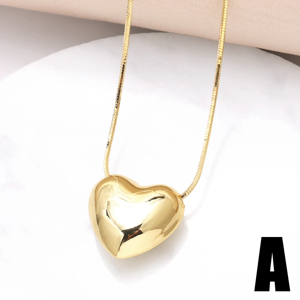 FLOLA Polished Bubble Heart Necklaces for Women Gold Plated Snake Chain Short Necklaces Simple Jewelry nkeb304