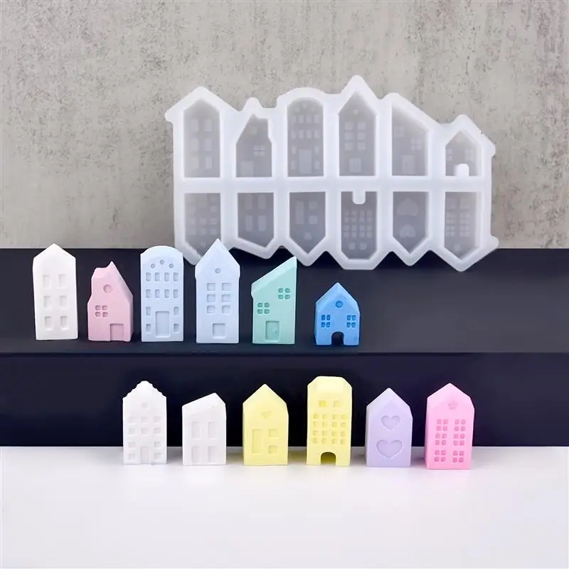 小さな家のシリコーン型,ノルディックスタイル,3D石膏型,アロマ石鹸型,ミニハウスキャンドル,コンクリートセメント,12穴