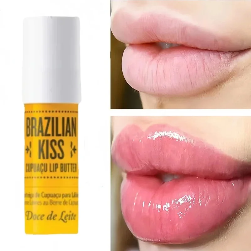 Barra de labios brasileña Kiss, bálsamo labial hidratante de larga duración, gel antisecado, reduce las líneas de labios, nutritivo, cuidado de los labios, maquillaje