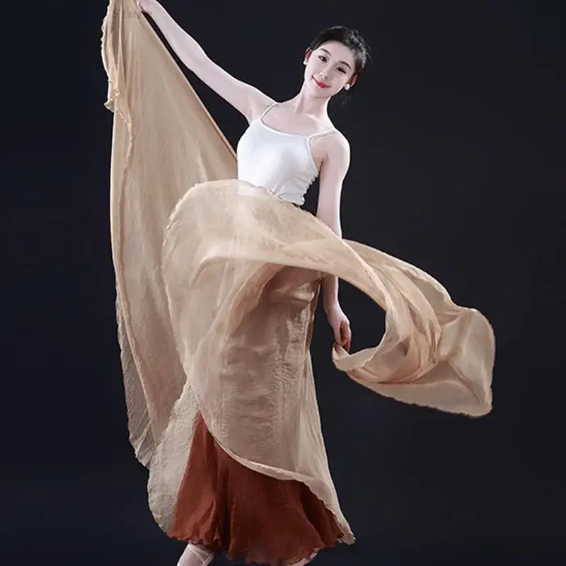 Elegant ชีฟองบัลเล่ต์ Dancer ฝึกสวมใส่ผู้หญิงคลาสสิกเต้นรําเครื่องแต่งกายขนาดใหญ่ Swing Dance กระโปรงคู่ Flamenco กระโปรง