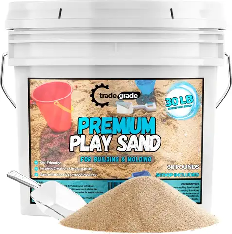 Premium Play Sand - 30 lb Bucket | Natural, Non-Toxic Sandbox Sand for Kids | Sensory Play, Therapy, Tables & Outdoor Fun | Perf