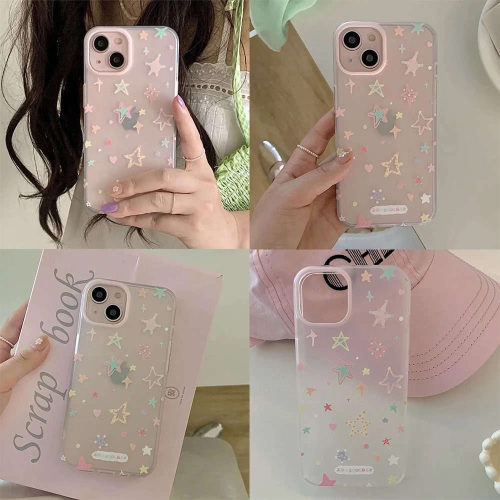 Cartoon Pastel Stars Y2K Cute Phone Case For Xiaomi Redmi Note K60 13 12 12C 11 10 10C 13C 10X 9 K50 Pro Plus Ultra Turbo 4G 5G