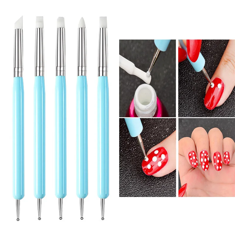 Stylo autocollant de sculpture en silicone pour nail art, outil d'artefact de gaufrage, peinture colorée, miroir magique en poudre