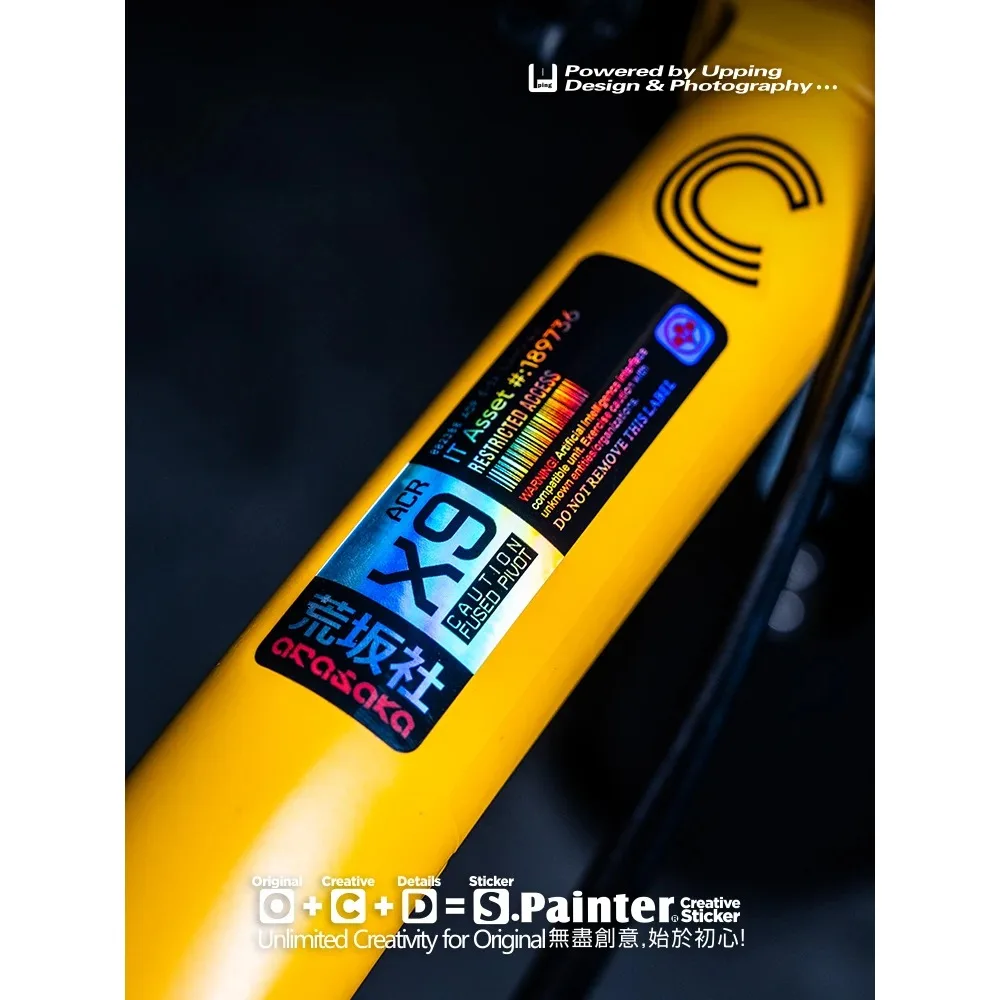 AliExpress NONE 1PC Laser Rainbow Reflective Bike Stickers Cyberpunk Decorative Decals for Bicycle Frame Top Tube Car Motorcycle