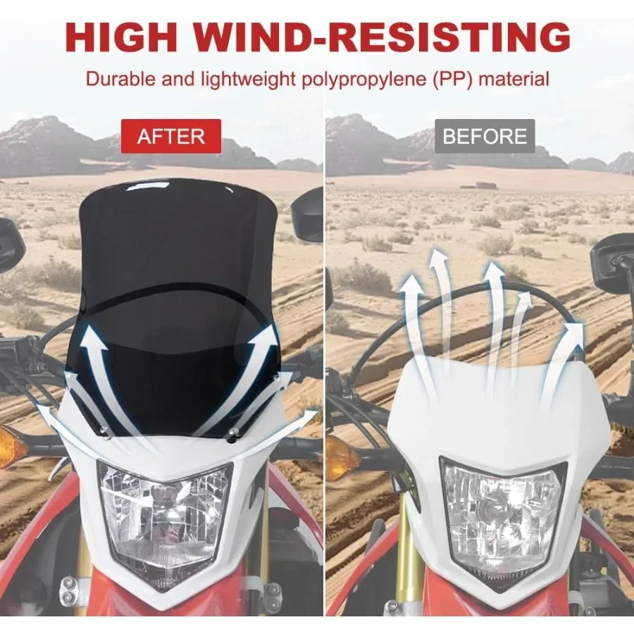 الزجاج الأمامي مناسب لـ CRF250L 20132023 وWR450F 20032005 و2023 الزجاج الأمامي للدراجات النارية مع تصميم هوائي محسن #4