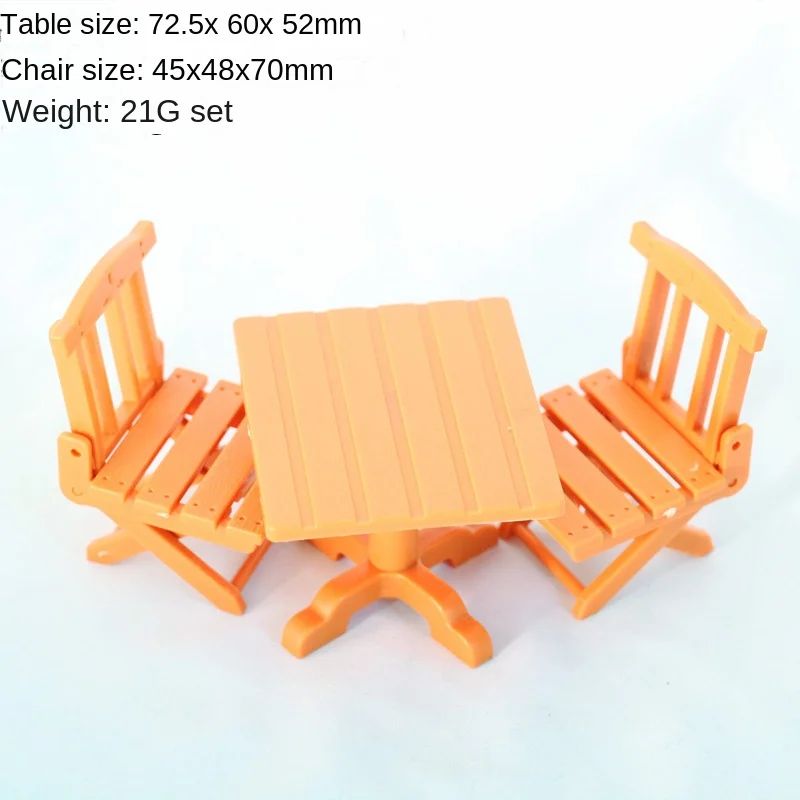 1set Mini Dining Table Chairs Set Dollhouse Miniature Food Play Mini Furniture Model Toys Home Decor Scale Figurines Decoration