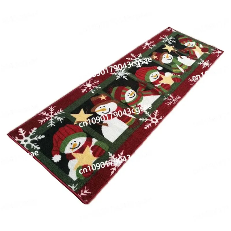 Christmas Strip Kitchen Foyer Hallway Balcony Decorative Carpet Absorbent Non-slip Holiday New Year Layout Floor Mat Blanket