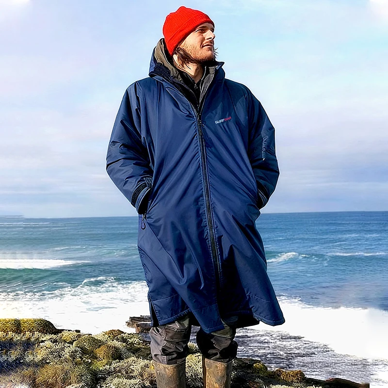 

Куртка из микрофибры для смены серфинга, плащ с капюшоном, плащ с подкладкой для пляжного серфинга, водонепроницаемое пальто унисекс