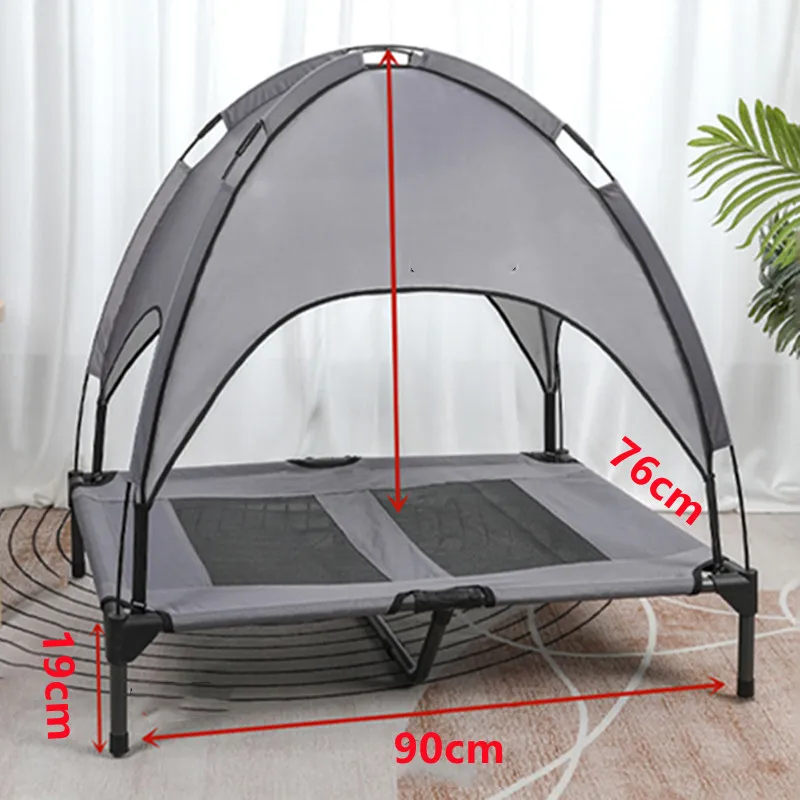 Imagem -05 - Cama de Cachorro Elevada Portátil com Dossel Berço Leve Levantada Tenda de Malha Respirável Cães e Gatos Acampamento ao ar Livre 90x76x19cm