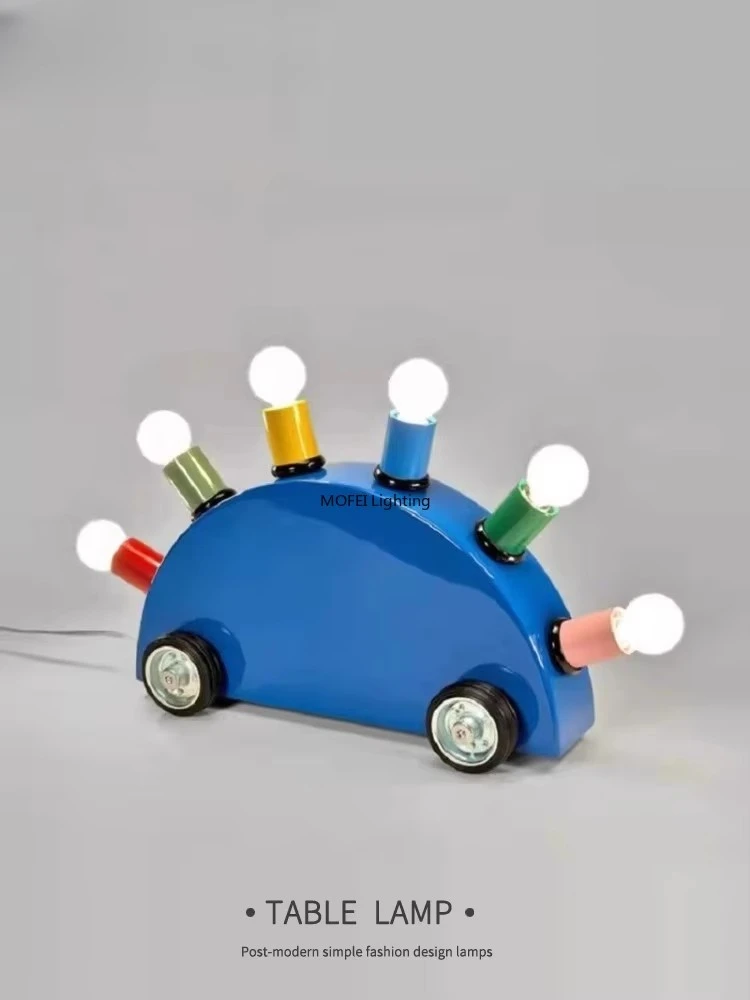 Italian Style Children's Cartoon Car Home Decoration Ornament Lighting Memphis Classic Desk Lamp Bedside Reading Night Light Led