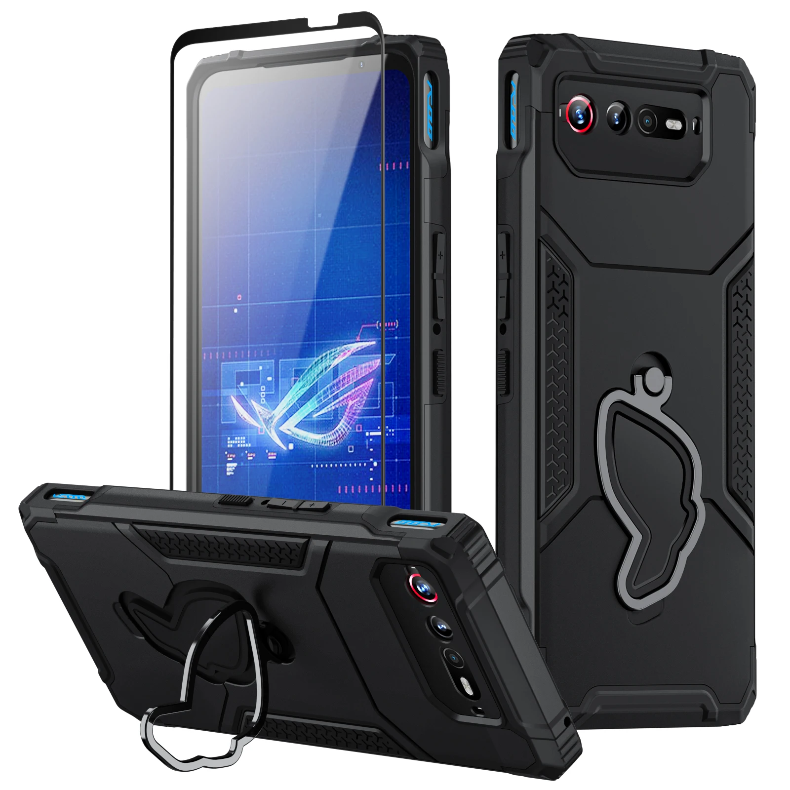 

ZSHOW Armor Case For Asus ROG Phone 7 6 6D 5 Pro Ultimate Case Air Trigger Compatible With Kickstand Dust Plug Shockproof Cover