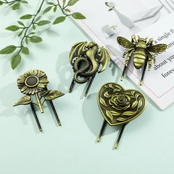 Creative Vintage Love Rose Book Clips - Bronze Metal Bookmark, Reading Writing Office Accessories for Book Lovers