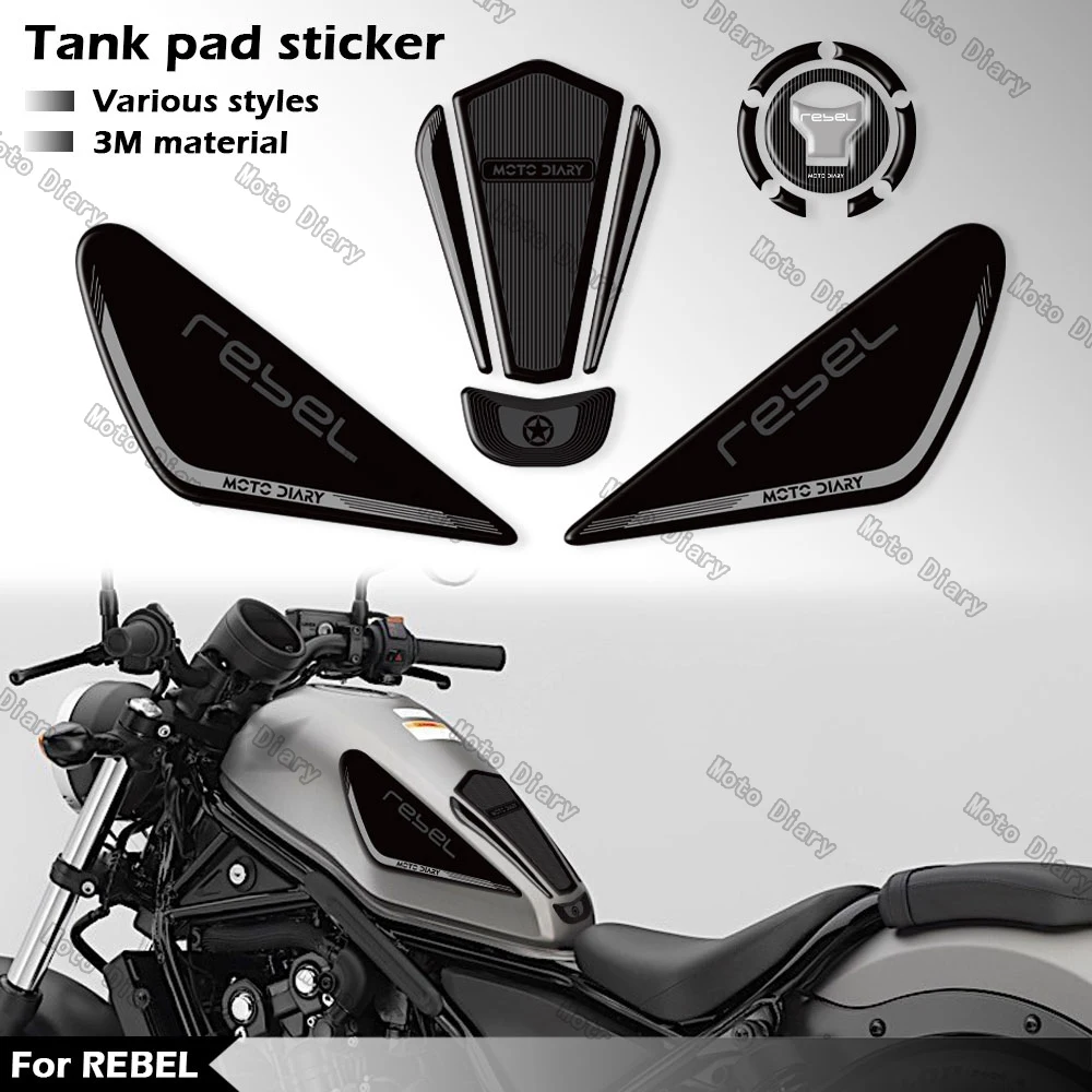 REBEL Fuel Tank Sticker Oil Gas Cap 3D Decal Cover Protector Waterproof For rebel 500 rebel 300 CMX 500 300 CM 500 300 