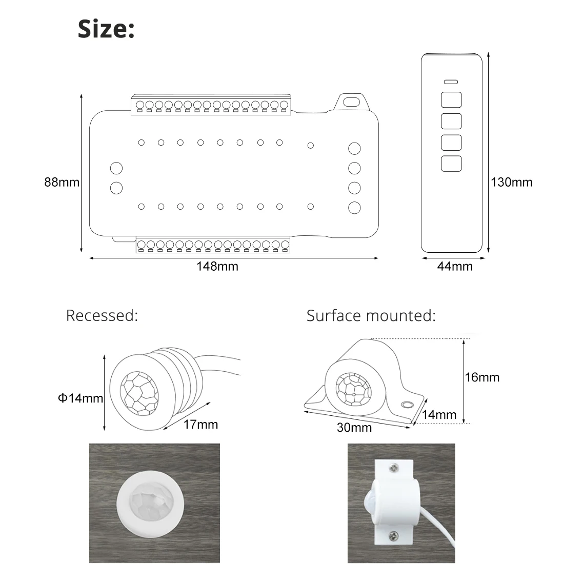 Day/Night Remote 16 Step PIR Motion Sensor COB LED Stair Lights Kit 40" Cuttable Dimmable Indoor Strip Step Lights Customizable