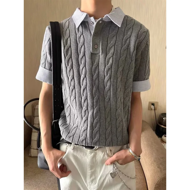 

Lapel Short SleevepoloShirt Men's Fashion SummerTT- Korean Style Slim-Fit Fashion2025New Versatile-Shirt Top