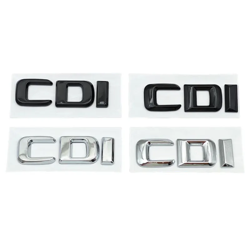 3d abs cromo letras pretas cdi logotipo do carro fender lado emblema traseiro tronco adesivo para a b c e glk cls ml 320 220 250 280