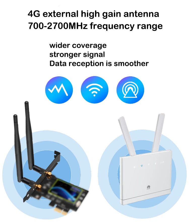 4G LTE 옴니 안테나 부스터, GSM 2G 3G 모바일 신호 증폭기, 와이파이 외부 안테나 TS9, 라우터 모뎀 무선 네트워크 카드용