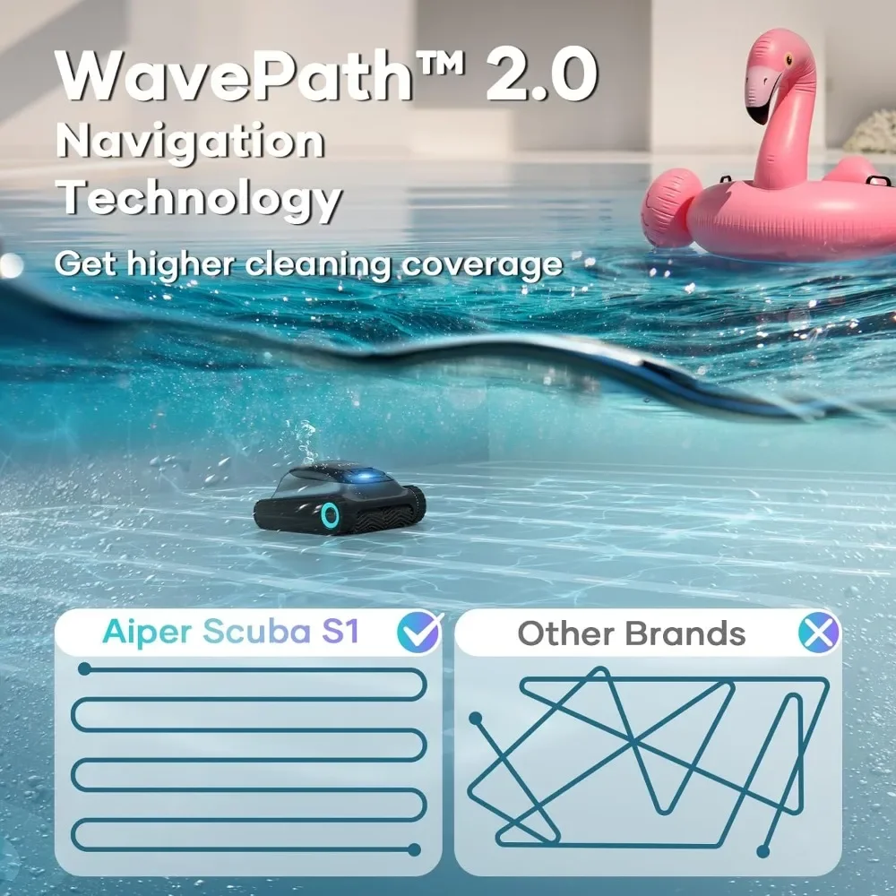 Aspirapolvere per piscina robotizzato senza fili per piscine interrate pulizia della linea dell'acqua a parete WavePath 2.0 navigazione intelligente (2024 nuovo)