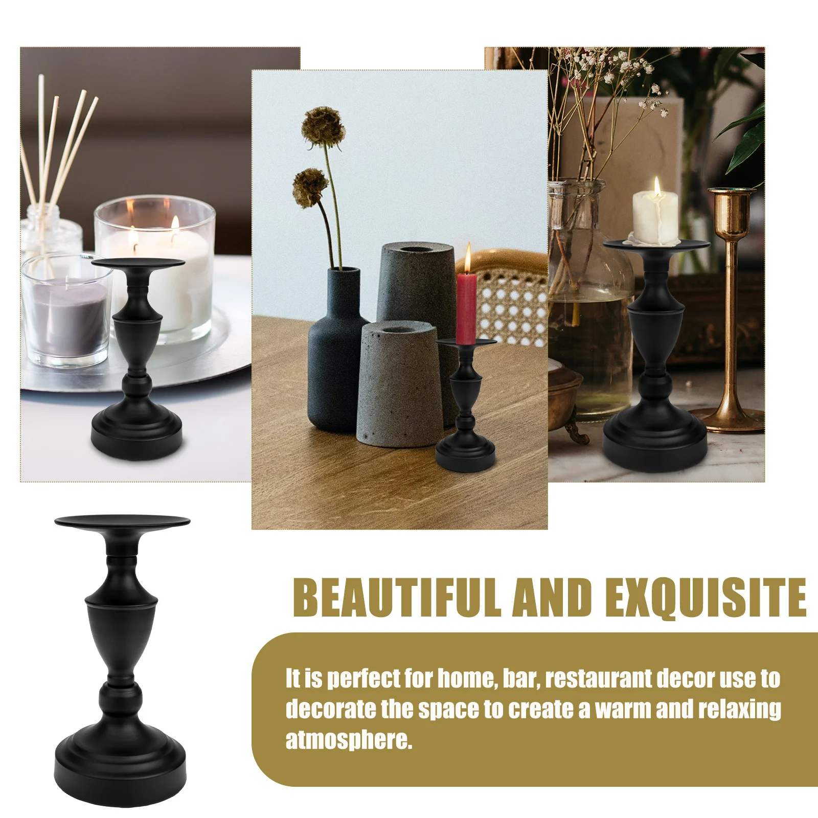 

Iron Holder Elegant Stand for Home Bedroom Office Bar Desktop Candlestick Decoration Atmosphere