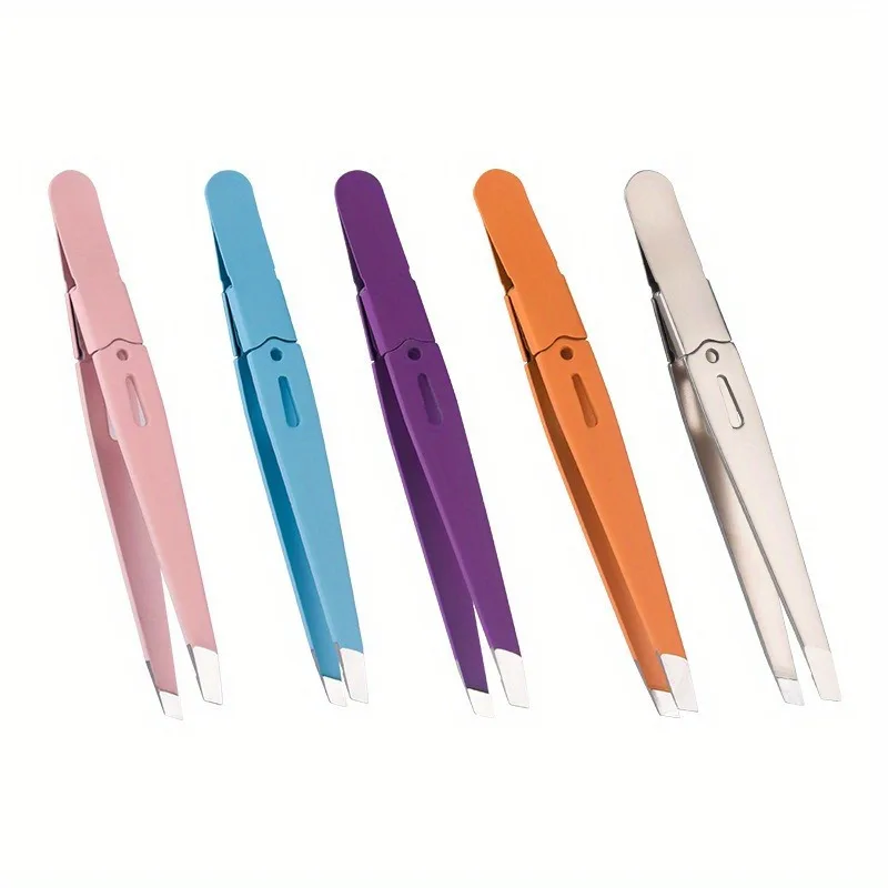 Pince à sourcils colorée de haute qualité, extracteur de poils fins, en acier inoxydable, pinces à sourcils inclinées, outils de maquillage