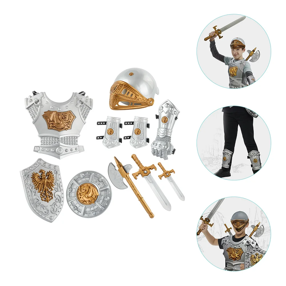 

1 Set Children Knight Costume Kids Cosplay Party Clothing Swords Prop Knight Costume for Boys Swords for Kids