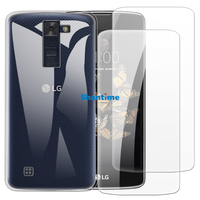 Soft Case + 2 Pack Tempered Glass Screen Protectors for LG K8 2016, Phoenix 2, Escape 3 K373 K350N, Full-Body Protection