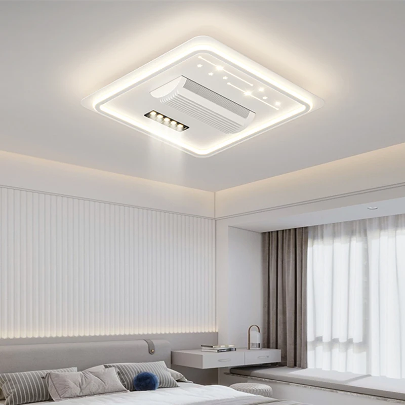 モダンな LED リーフフリーシーリングファン 6 スピードシーリングライトリモコンリビングルーム寝室子供部屋ファンライトホーム照明