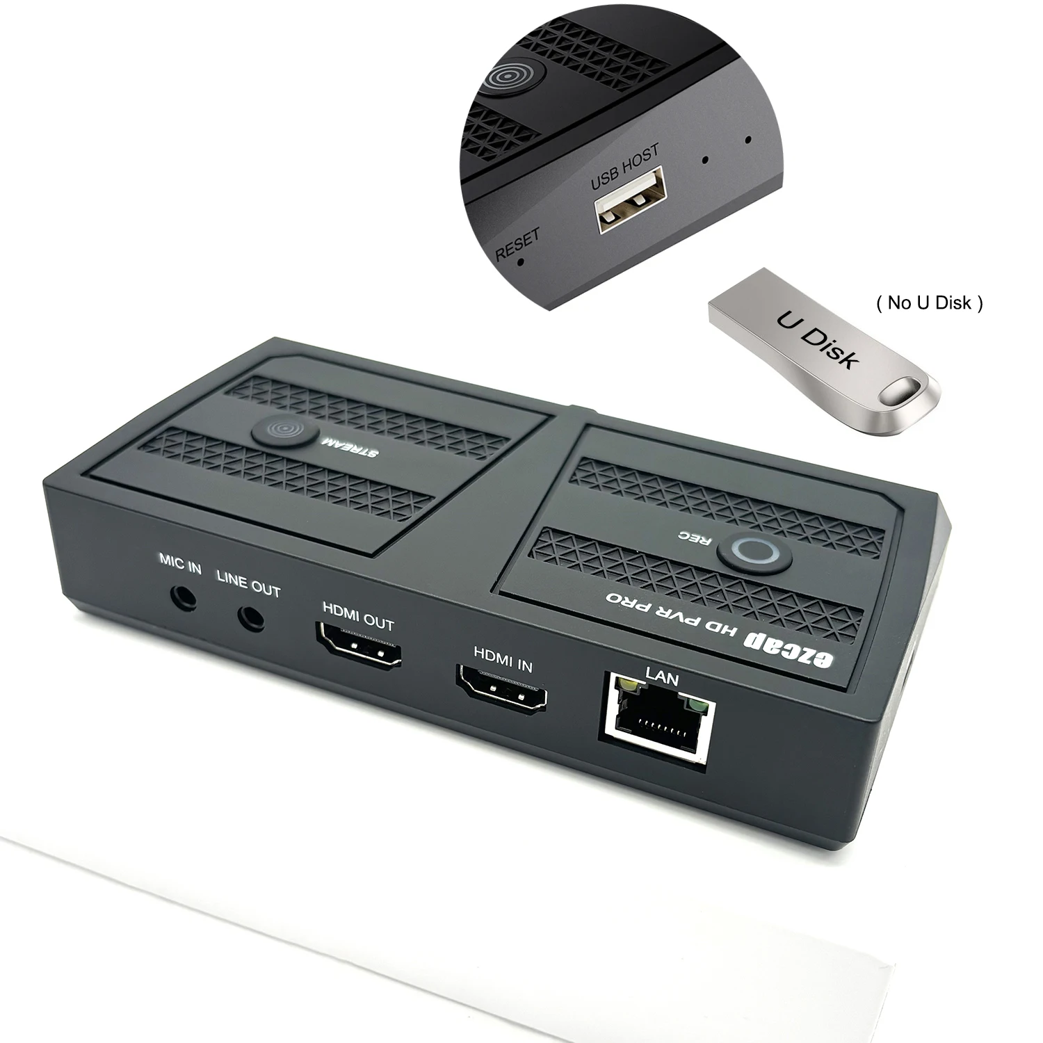 

HDMI Video Capture Card To USB Flash Drive U Disk No Need Computer ,1080p60 Full HD Video Record Live Streaming Mic in Line Out