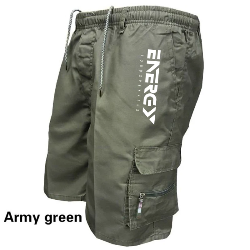 Outdoor Cargo Shorts Male Overalls Elastic Waist Cycling Shorts Multi-pockets Loose Work Shorts Quick Dry Sport Printed Trousers