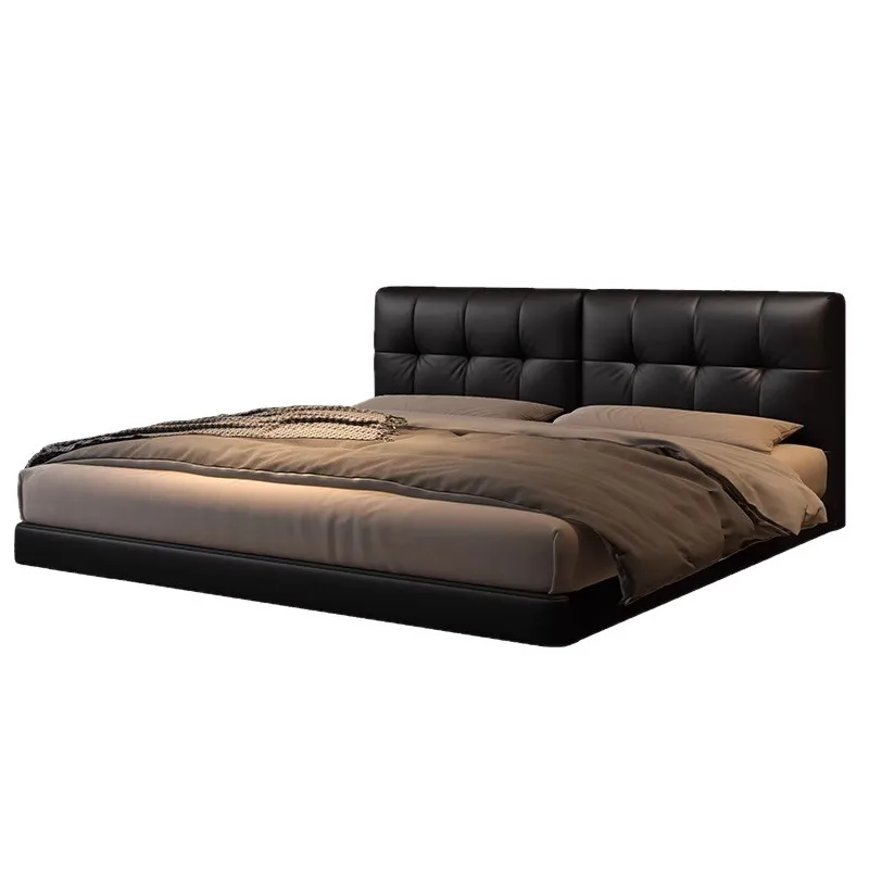 

Italian style, minimalist, pull button, suspended bed, first layer cowhide, master bedroom