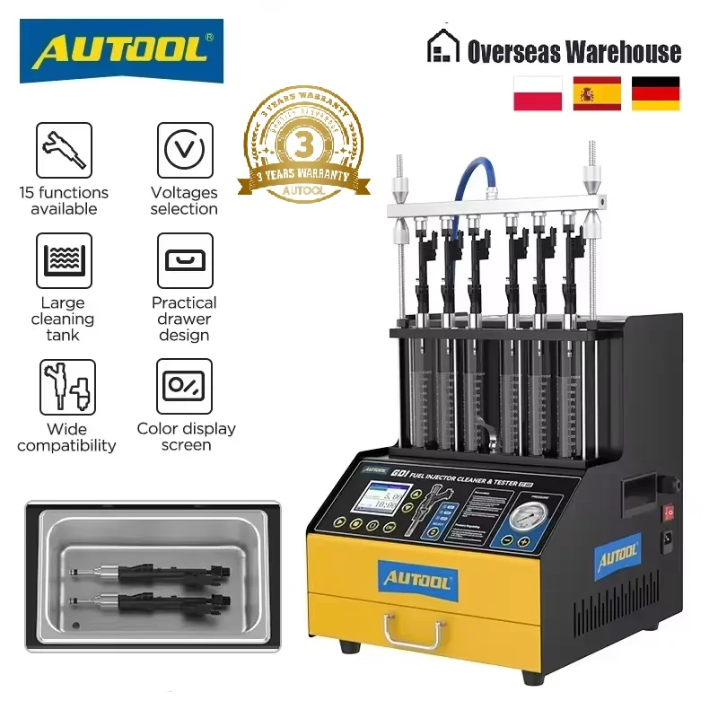 

AUTOOL CT500 Fuel Injector Cleaner Tester 6 Cylinders Injection Test Gasoline Injector Cleaner for Car GDI EFI 110V/220V