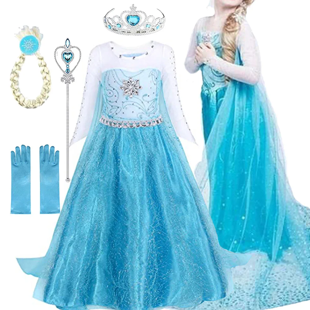 Vestido de princesa anna infantil feminino, vestido de verão da rainha da neve e anna para crianças, fantasia de aniversário para adolescentes e adolescentes