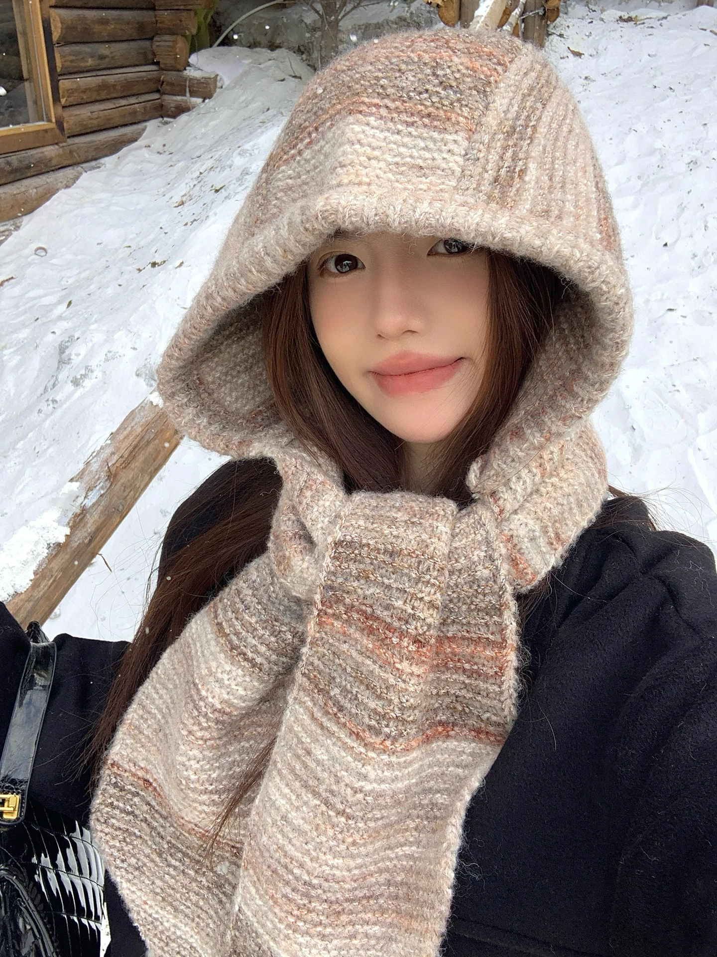 Ladies Knitted Winter Hat Scarf Set  Overhead Warmth Protection Ear Protection Lazy Style Baroque Cap Casual Knitwear