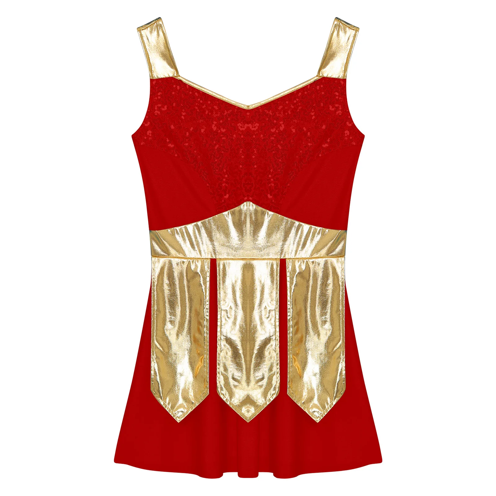 女性スパークルスパンコール古代ギリシャロールプレイドレスギリシャ戦士コスプレ衣装ノースリーブハロウィンドレスアップパーティー衣装