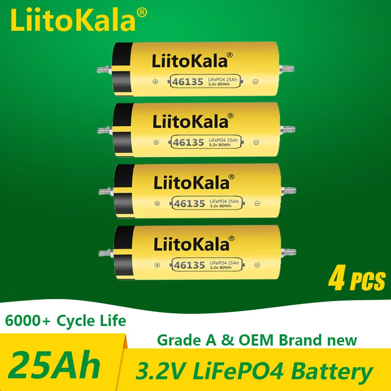 

1-8PCS LiitoKala 3C 3.2V 25Ah LiFePO4 Battery Pack Solar Energy System for Boats and RV Golf Cart Tax-free in the US and EU