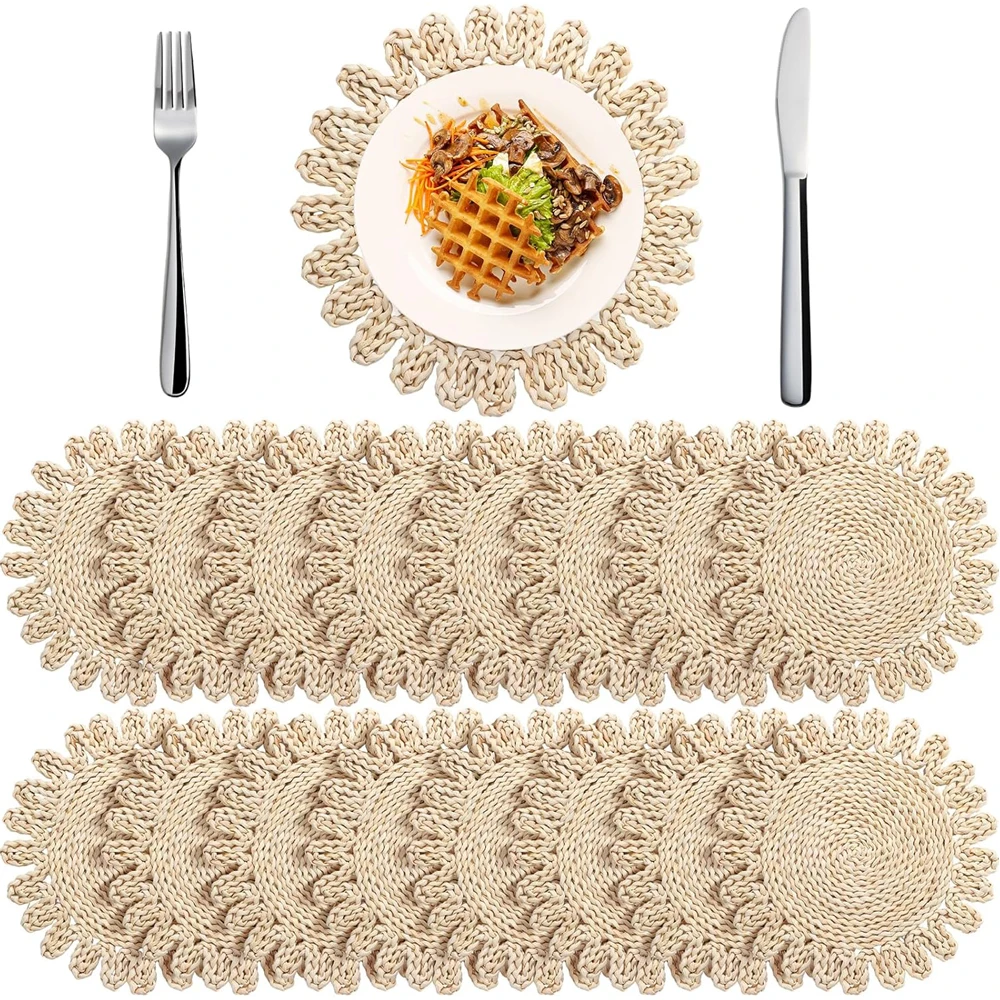 2 قطعة/4 قطعة/6 قطعة/8 قطعة المفارش المنسوجة بوهو مزرعة Tablemat الفردية عيد الميلاد الروطان مفارش المائدة لحفل زفاف استحمام الطفل