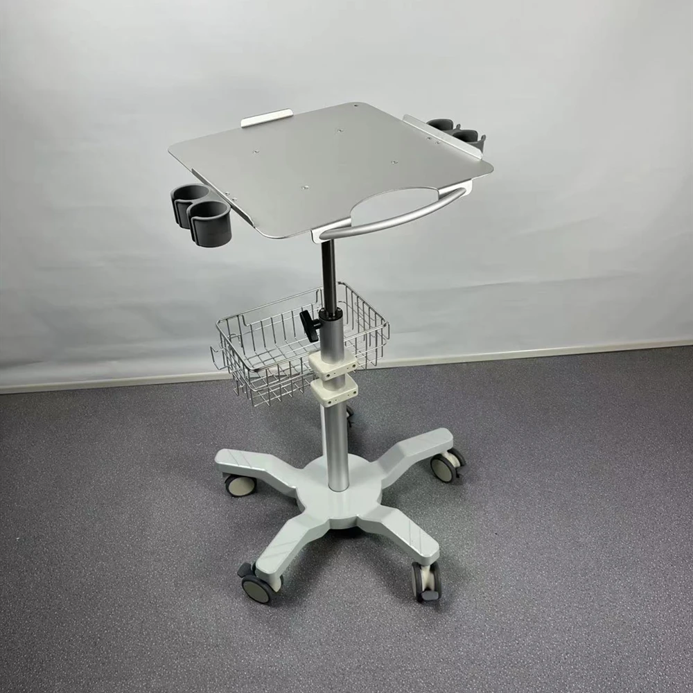 New ECG Patient Monitor Ultrasound Use Aluminium Alloy Height Adjustable Mobile Stand Table Trolley Cart